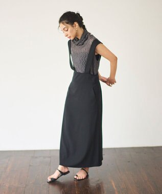 #Newans タートルネックレースブラウス グレー