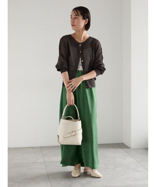 Te chichi 【WEB限定カラーあり】ペーパータッチヤーン2wayメッシュニット チャコールグレー