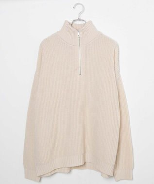 WEGO ルーズフィットハーフZIPプルオーバー ホワイトアイボリー