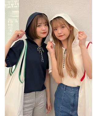 Green Parks チェックポイントワッフルプルオーバー Off White