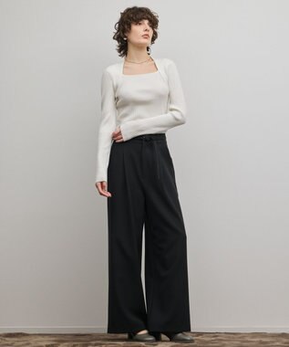 GRACE CONTINENTAL スクエアリブニットトップ ホワイト