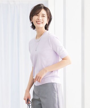  【洗える】 BASIC HI-COTTON クルーネック ニット