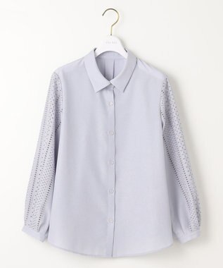 ANY SIS 【洗える】エンブロイダリースリーブ ブラウス ライトブルー