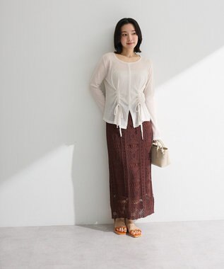 Green Parks クロシェニットスカート White