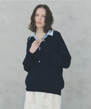 YECCA VECCA 2wayレイヤード風ポロニット Navy