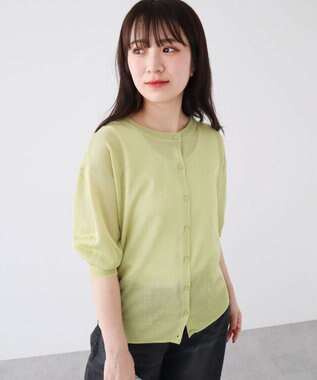 Green Parks ２ｗａｙ　７分袖ブライトシアーニットプルオーバー Green