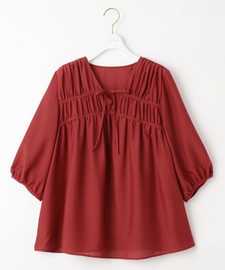 ANY SIS 【洗える】 ギャザーテント ブラウス レンガ