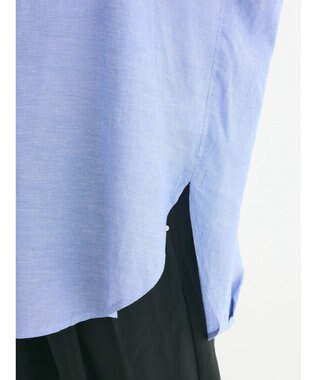 Green Parks リネンレーヨン前立てブラウス Sax