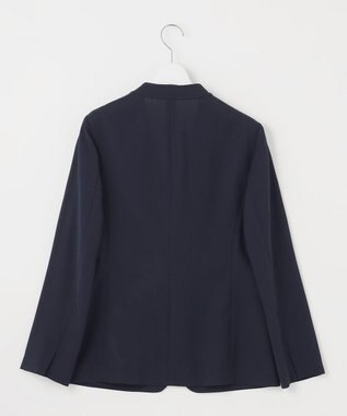 自由区 【セットアップ対応・UVカット・接触冷感・洗える】ライトストレッチノーカラー ジャケット ネイビー