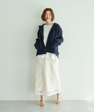 YECCA VECCA バックプリーツZIPフーディー Light Beige