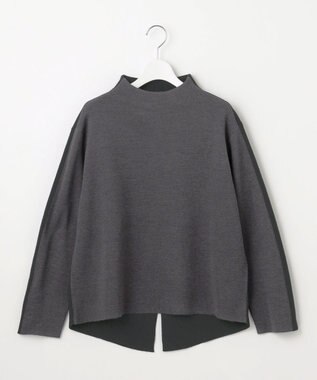 自由区 【セットアップ対応・洗える】ウールミラノボトルネック ニット チャコール×ネイビー