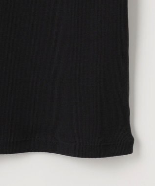 自由区 【洗える】ソフトリブ5分袖 Tシャツ ブラック