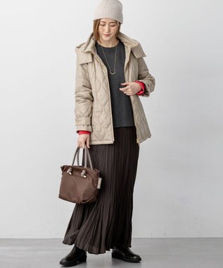 23区 S 【洗える】クラッシュ プリーツ ジョーゼット スカート ダークブラウン系