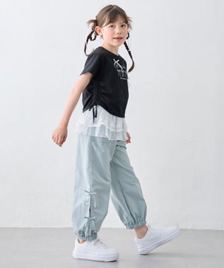 ANY KIDS 【洗濯機可能】ドロスト 裾リボンTシャツ ブラック