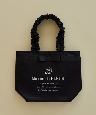 Maison de FLEUR ブランドロゴフリルハンドルトートMバッグ Black