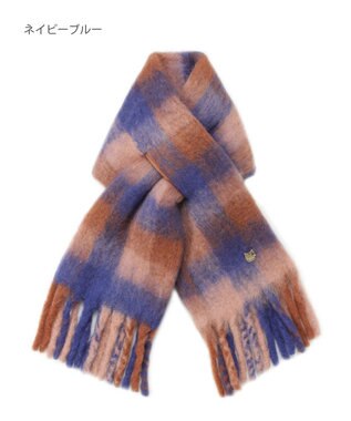 MOONBAT PAUL&JOE ACCESSOIRES(ポール&ジョー) ボリュームマフラー ブロックチェック ネイビーブルー