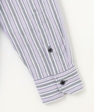 JOSEPH ABBOUD 【キングサイズ・オーガニックコットン使用】 オーガニックコードストライプ シャツ ネイビー系1