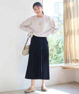 ANY 【14色展開/洗える】ウーリッシュ プリーツスカート ネイビー