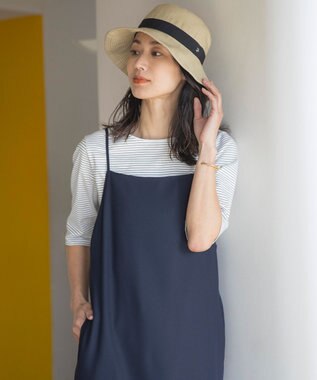 J.PRESS LADIES S 【洗える・UVカット・接触冷感】ストレッチバックサテン キャミワンピース ネイビー系
