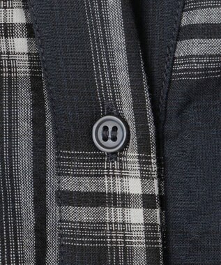 ANY SIS 【洗える】サッカーチェック ブラウス ネイビー