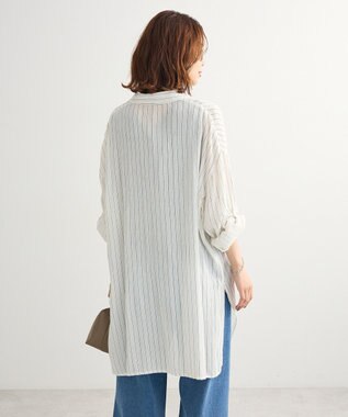 Green Parks Ｉ　ターンバック長袖レーヨンチュニック Stripe