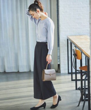 ANY SIS 【洗える】ビットポイント ワイドパンツ ネイビー