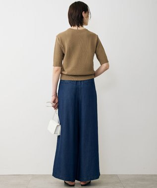 ICB L ナチュラルソフトデニム タックワイドパンツ バイオデニム