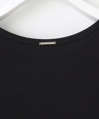 自由区 【洗える】ソフトリブ5分袖 Tシャツ ブラック