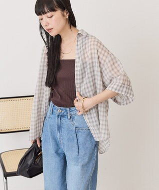 AMERICAN HOLIC 【イージーケア】スキッパーチェックシャツ Beige