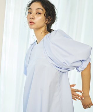 #Newans サークルスリーブAラインブラウス ライトブルー