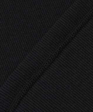 自由区 【洗える】ソフトリブ5分袖 Tシャツ ブラック