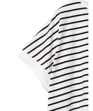 Green Parks インド綿 フレンチスリーブ前後差カットプルオーバー Border