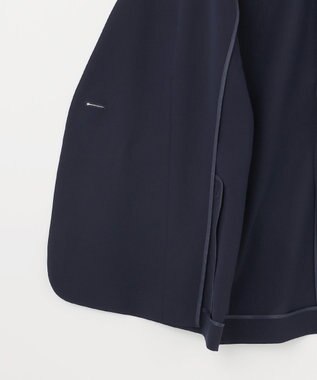 自由区 【セットアップ対応・UVカット・接触冷感・洗える】ライトストレッチノーカラー ジャケット ネイビー