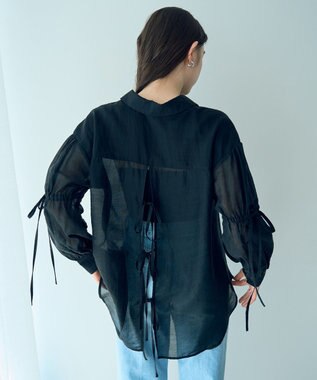 YECCA VECCA バックリボンシアーシャツ Black