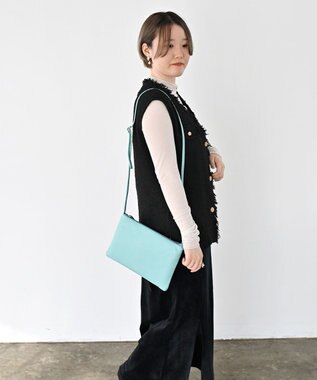 Hekhèr Le Style de Vie 新色追加【日本製】シュリンクレザー スクエアショルダーバッグ スカイブルー