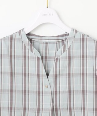 ANY SIS L 【洗える】ピケチェックT ブラウス ライトグリーン系3