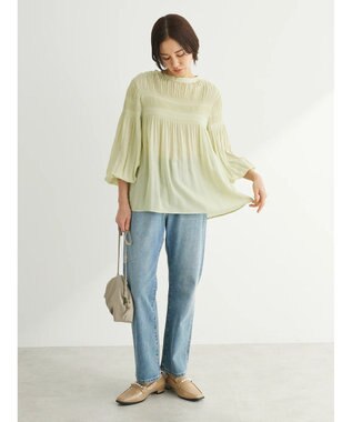 Green Parks マジョリカプリーツブラウス Light Green