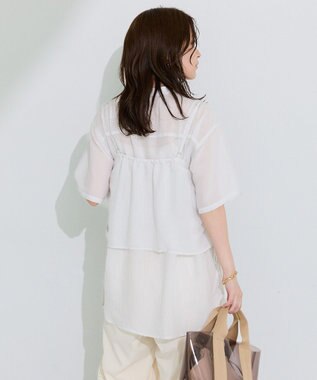 Green Parks ＳＥＴ２点シアーストライプシャツ＋ビスチェ Off White
