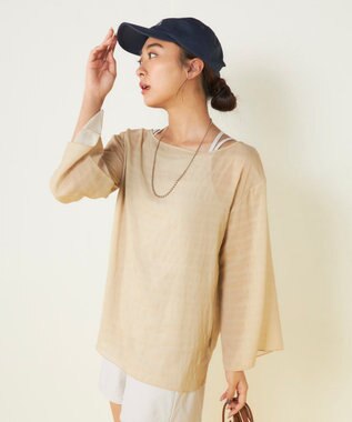 OP／FILA 【Ocean Pacific】シアートップス付き4点セット水着 ベージュ