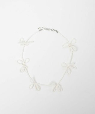 WEGO Lフラワービーズネックレス オフホワイト