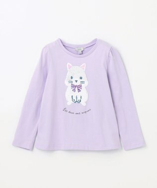 ANY KIDS ミラクルスパンコール 長袖 Tシャツ ラベンダー×ハムスター