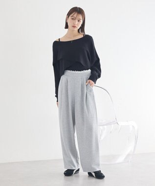 earth music&ecology レースレイヤード風スウェットパンツ Gray Mixture