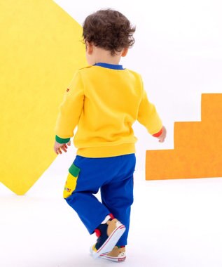 MIKI HOUSE HOT BISCUITS 【80-120cm】 カラフルブロック 裏毛パイル素材 トレーナー 黄