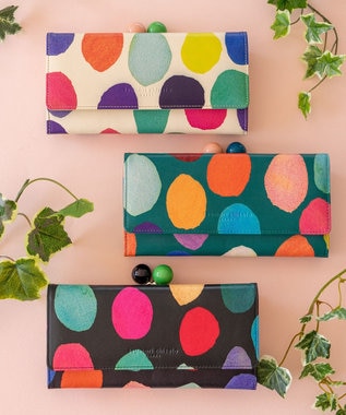 tsumori chisato CARRY カラフルズームドット がま口 長財布 ブラック