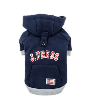 PET PARADISE J.PRESS ロゴ 裏起毛 パーカー 中型犬 ネイビー