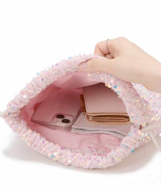 TOPKAPI 【TREASURE TOPKAPI】スパンコール エンブロイダリー刺繍 巾着 バッグ / ポーチ ピンク