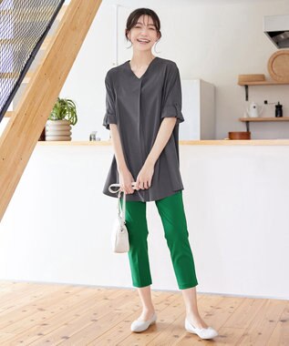 Tiaclasse L 日本製サーラドライ・テーパードパンツ グリーン