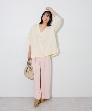 Green Parks ここちニットＶネックカーディガン Ecru