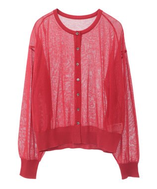 earth music&ecology 【予約】接触冷感シアークルーニットカーディガン レッド