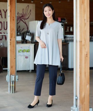 Tiaclasse L 日本製サーラドライ・テーパードパンツ ネイビー